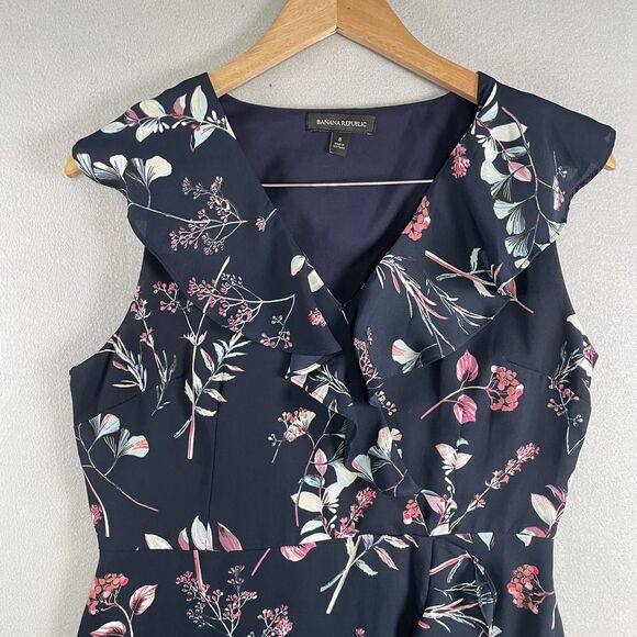 Banana Republic Flutter Sleeve Long Dress Sz 8 Blue Coquette Fairy Flowy - Picture 3 of 14